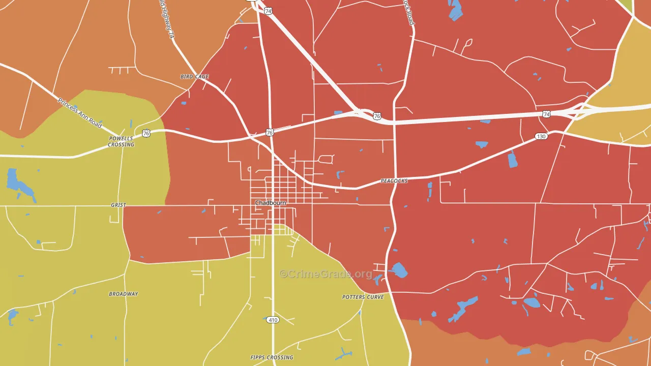Williamson Crossroads, NC Map of Vandalism Rates