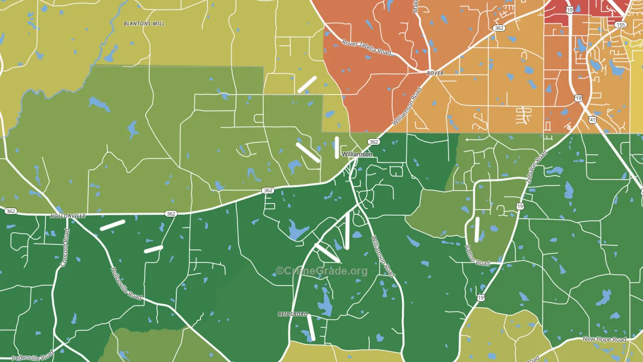 Williamson, GA Map of Vandalism Rates