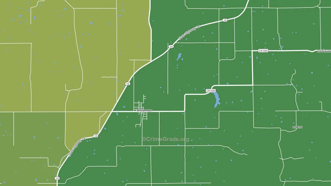 Williamson, IA Map of Vandalism Rates