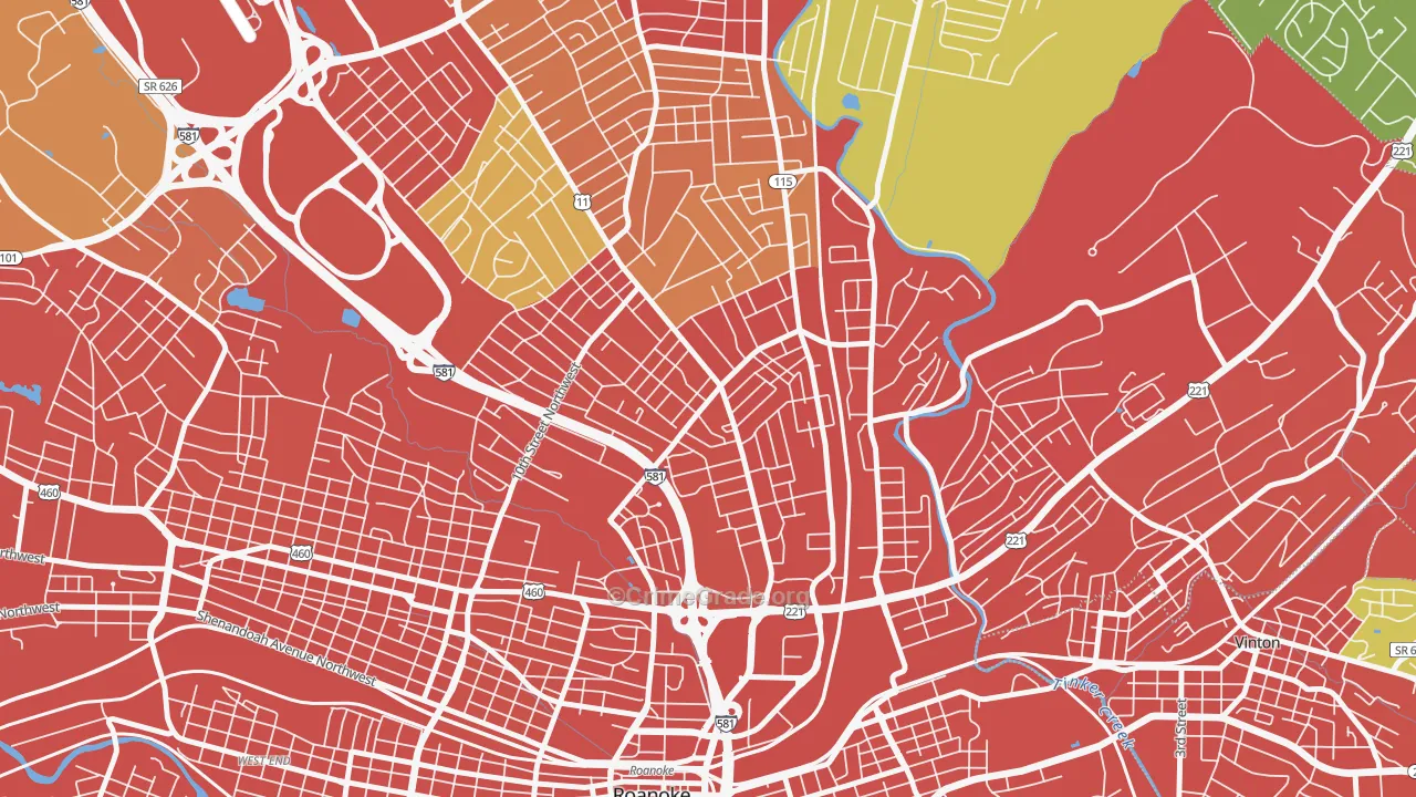 Williamson Road, Roanoke, VA Map of Vandalism Rates