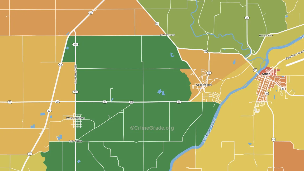 Williamsport, IN Map of Vandalism Rates