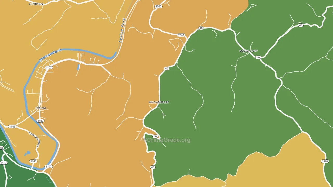 Williamsport, KY Map of Vandalism Rates
