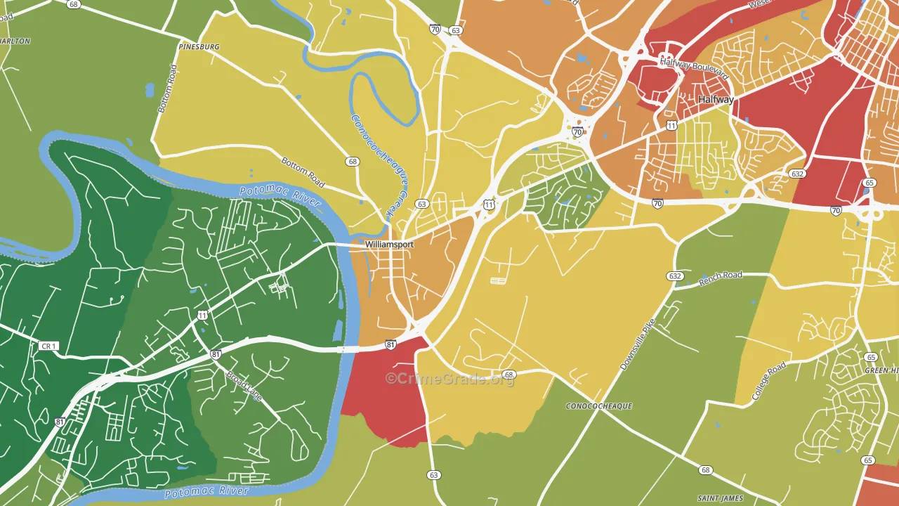 Williamsport, MD Map of Vandalism Rates