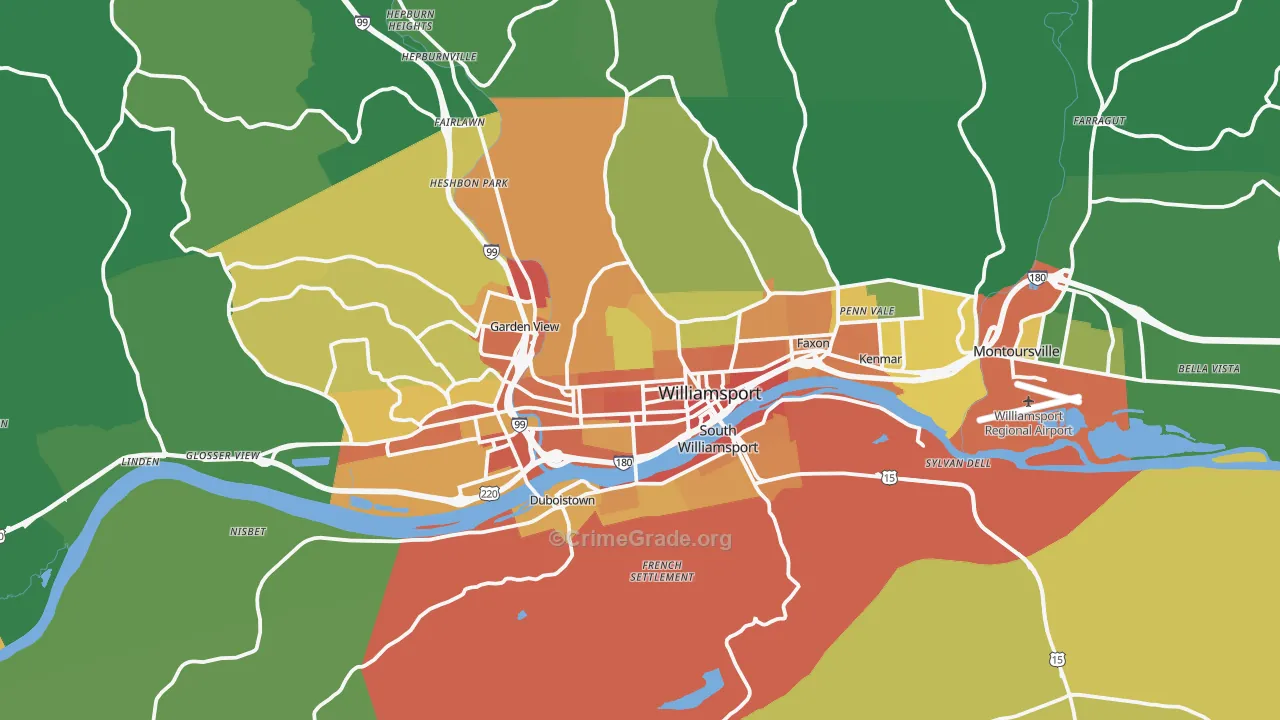 Williamsport, PA Map of Vandalism Rates