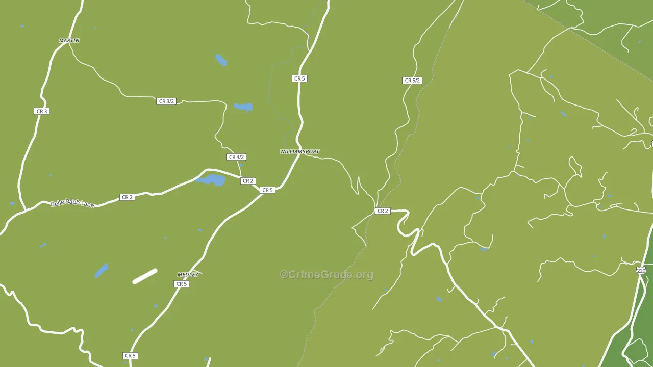 Williamsport, WV Map of Vandalism Rates