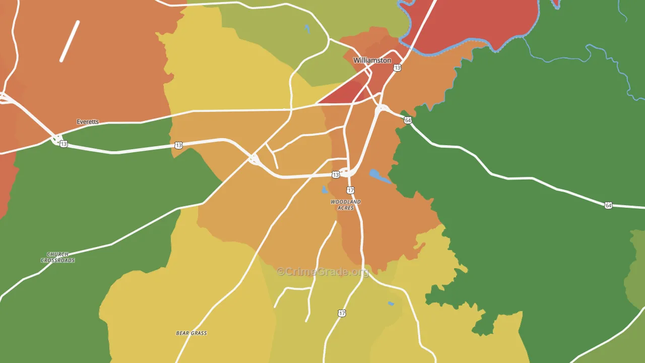 Williamston, NC Map of Vandalism Rates