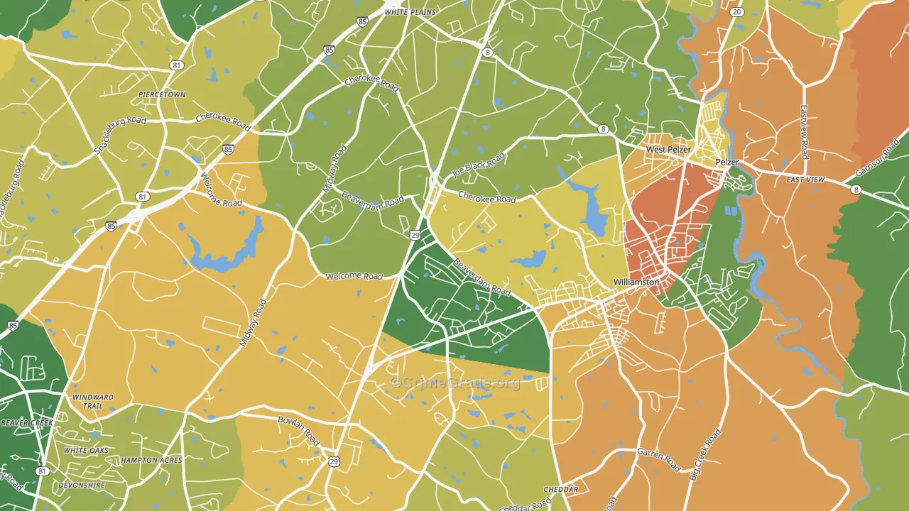 Williamston, SC Map of Vandalism Rates