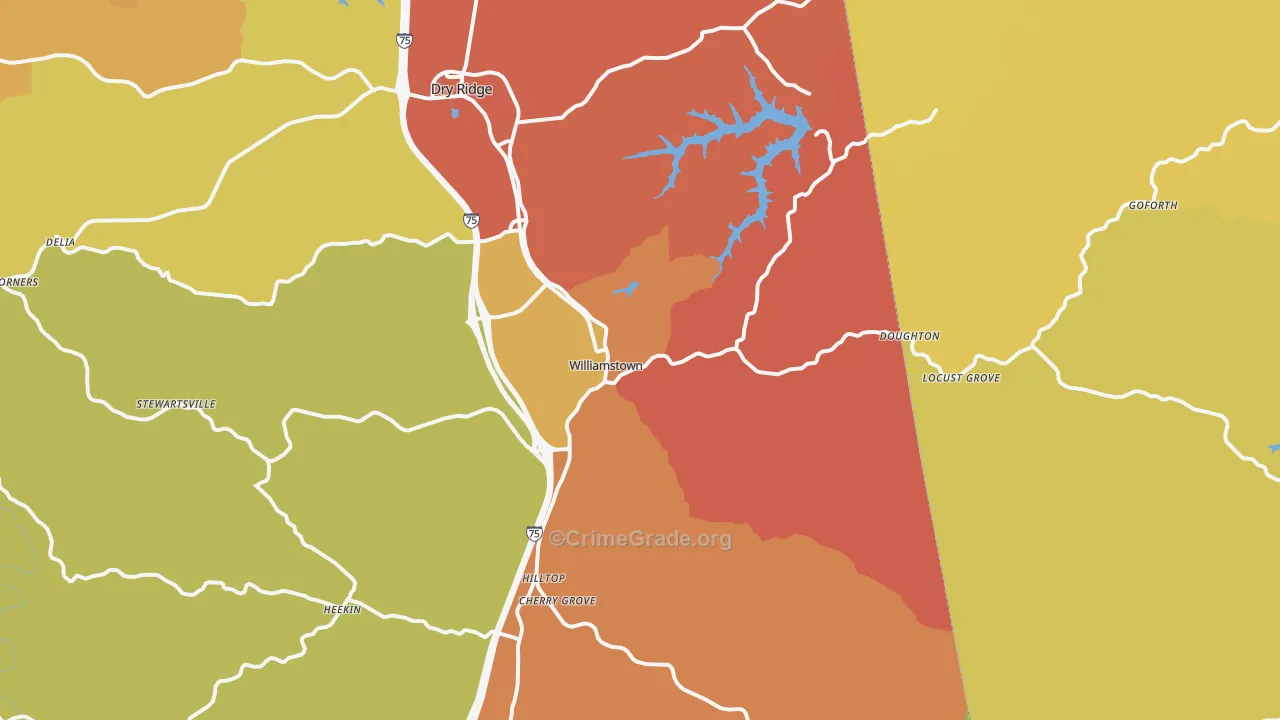 Williamstown, KY Map of Vandalism Rates