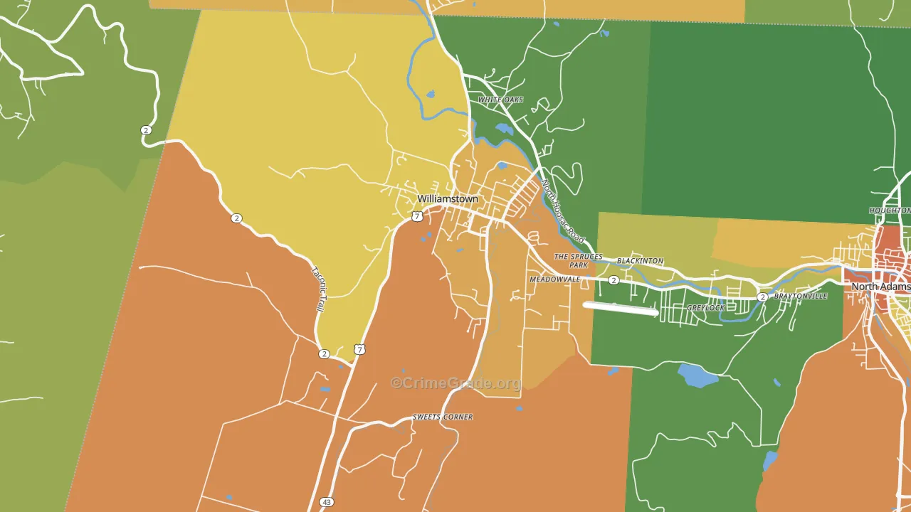 Williamstown, MA Map of Vandalism Rates
