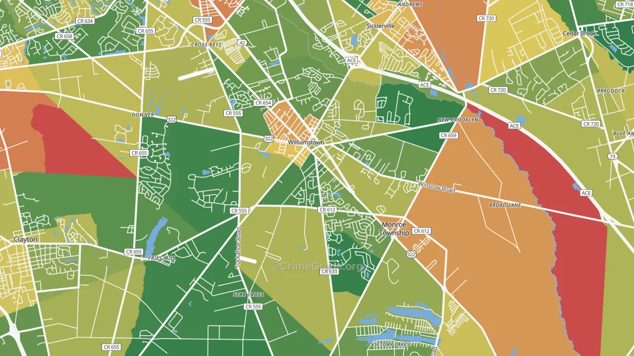 Williamstown, NJ Map of Vandalism Rates
