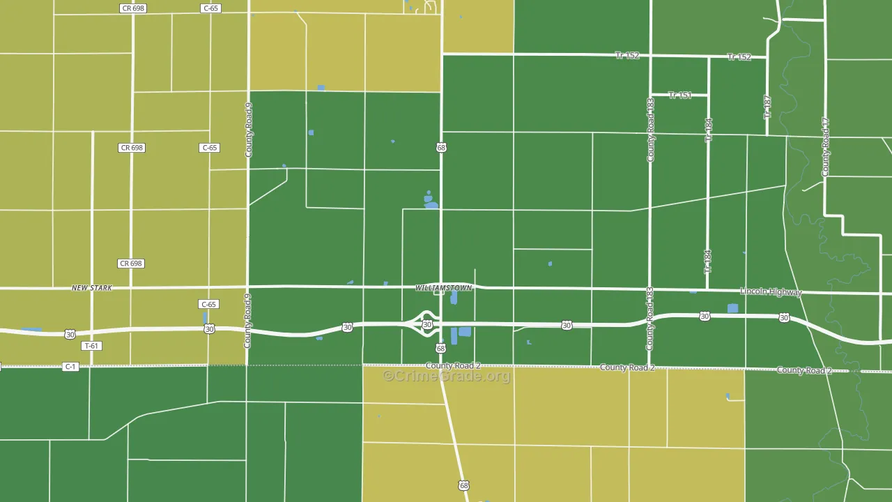 Williamstown, OH Map of Vandalism Rates