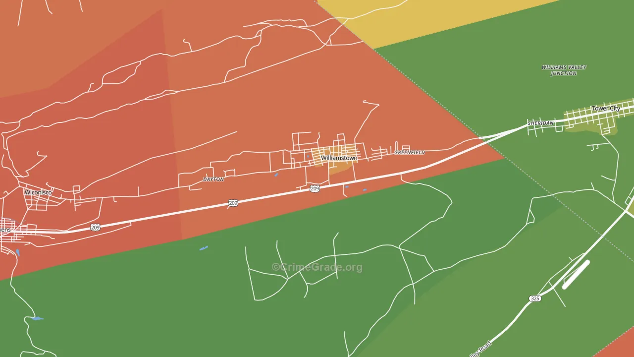 Williamstown, PA Map of Vandalism Rates