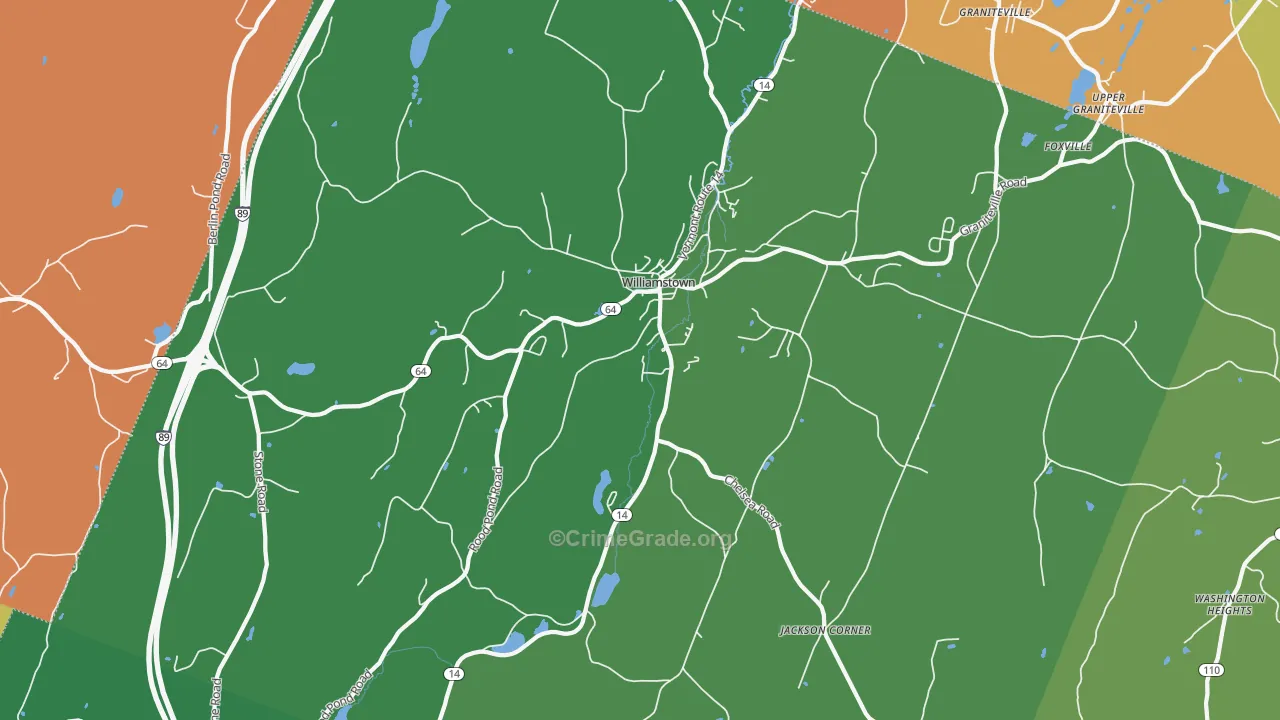 Williamstown, VT Map of Vandalism Rates