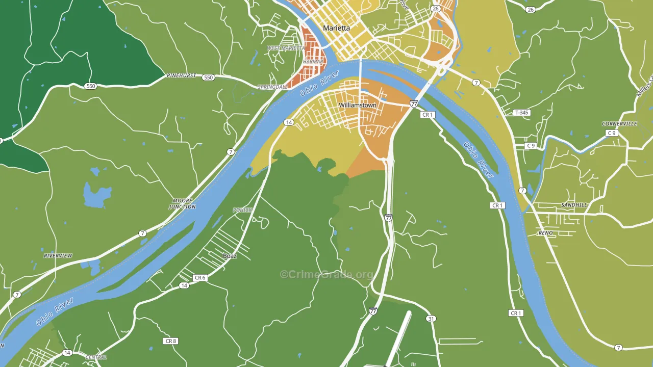 Williamstown, WV Map of Vandalism Rates
