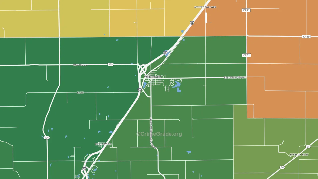 Williamsville, IL Map of Vandalism Rates