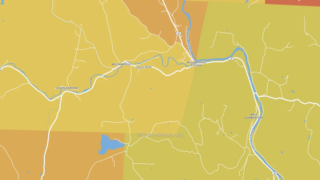 Williamsville, VT Map of Vandalism Rates