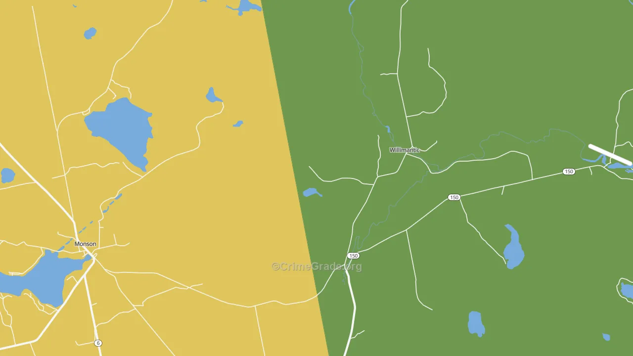Willimantic, ME Map of Vandalism Rates