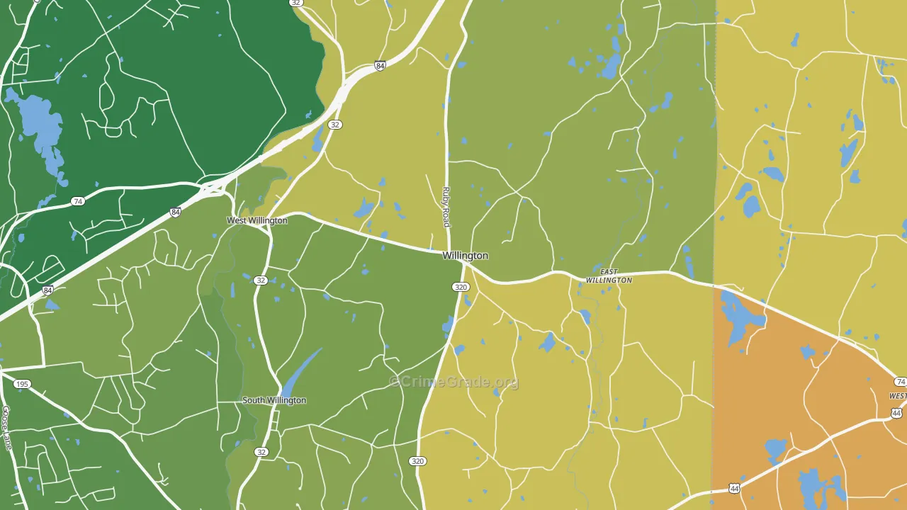 Willington, CT Map of Vandalism Rates