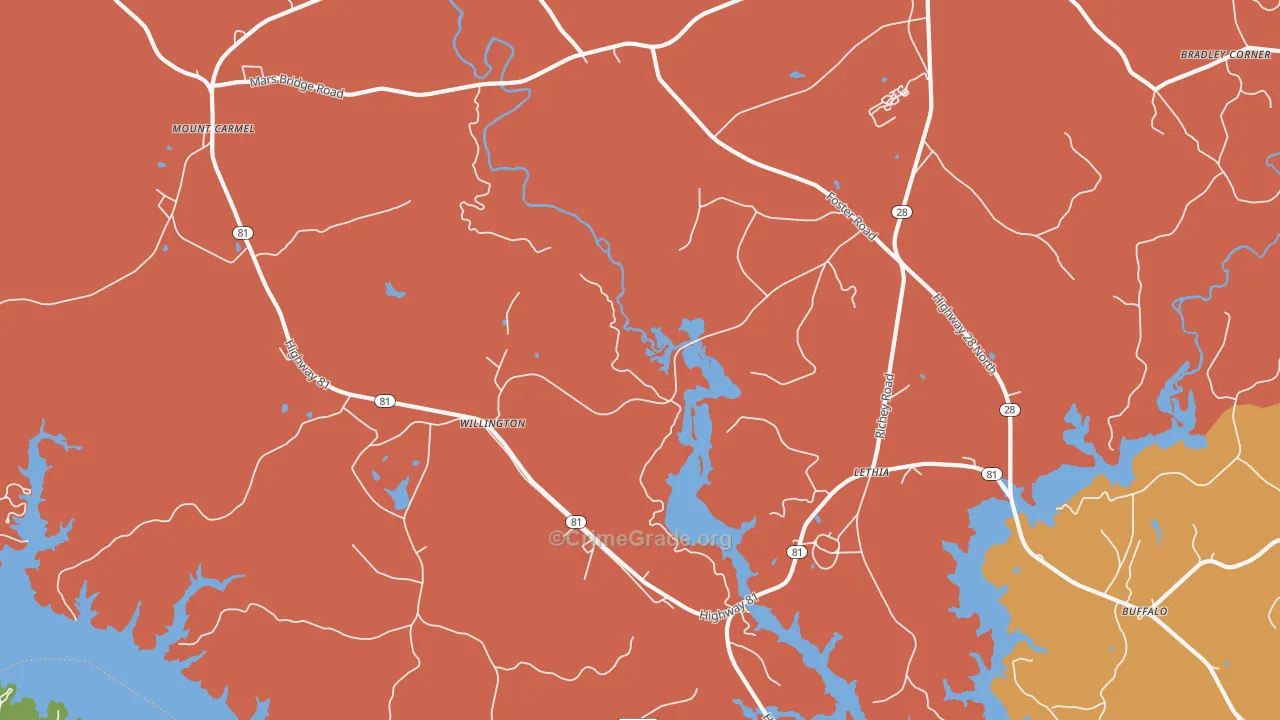 Willington, SC Map of Vandalism Rates