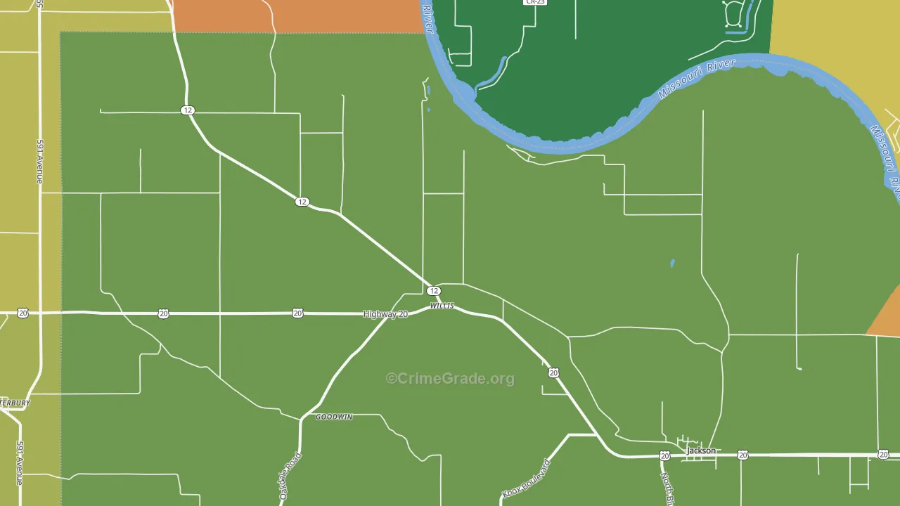 Willis, NE Map of Vandalism Rates