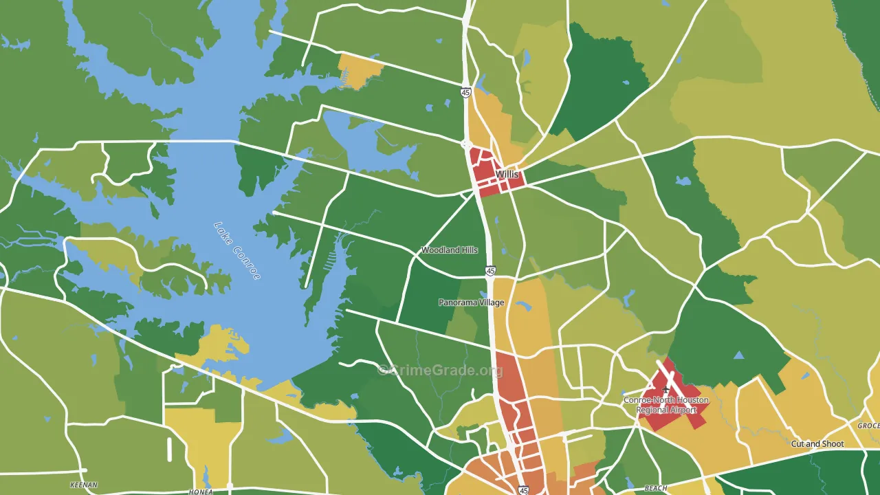 Willis, TX Map of Vandalism Rates