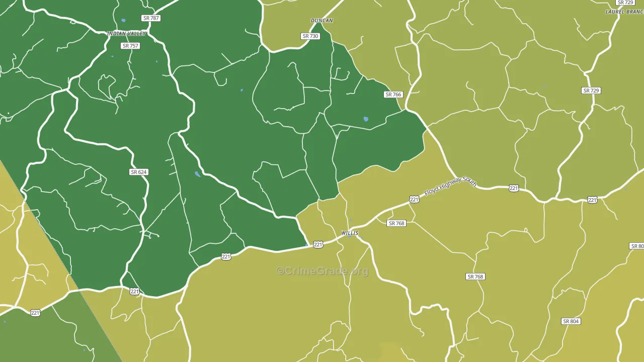 Willis, VA Map of Vandalism Rates