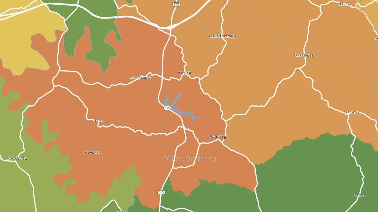 Willisburg, KY Map of Vandalism Rates