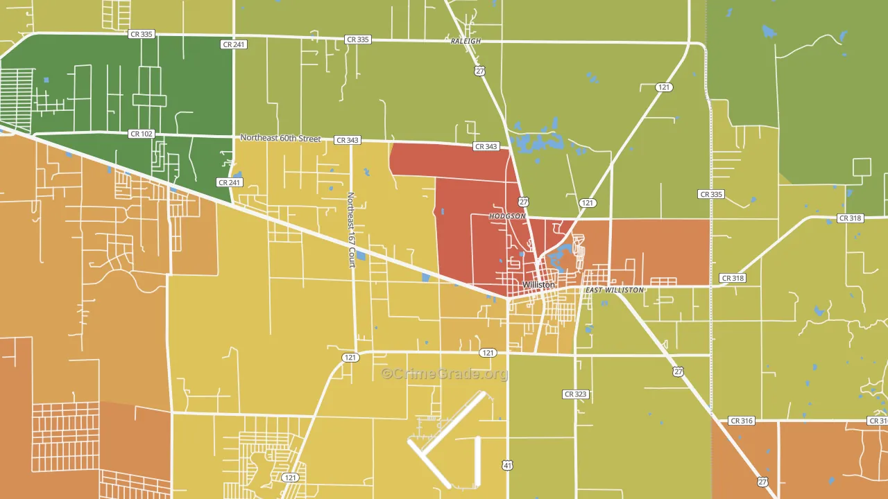 Williston, FL Map of Vandalism Rates