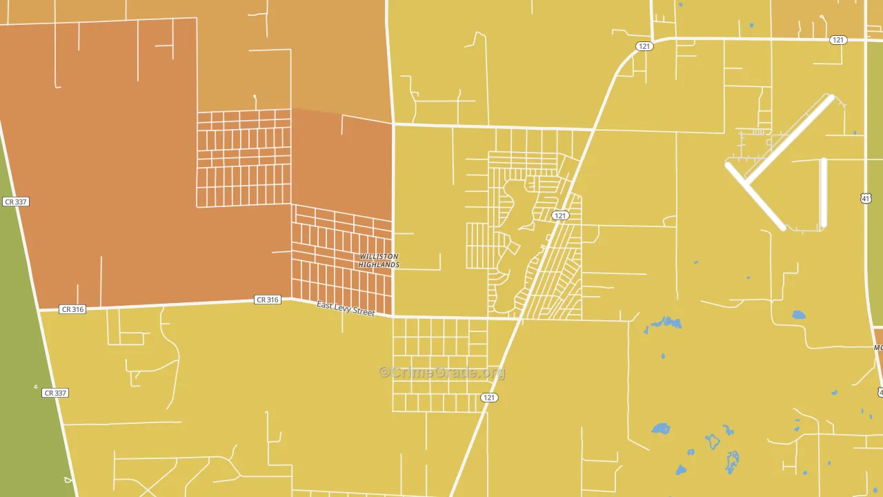 Williston Highlands, FL Map of Vandalism Rates