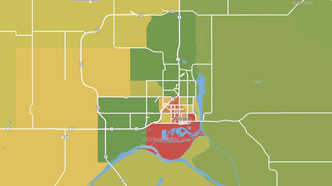 Williston, ND Map of Vandalism Rates