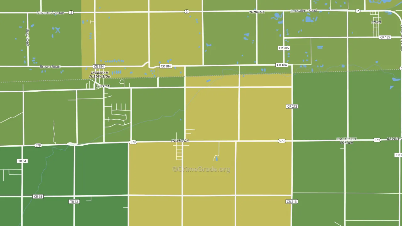 Williston, OH Map of Vandalism Rates
