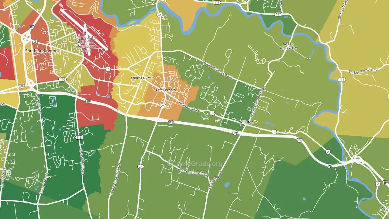 Williston, VT Map of Vandalism Rates