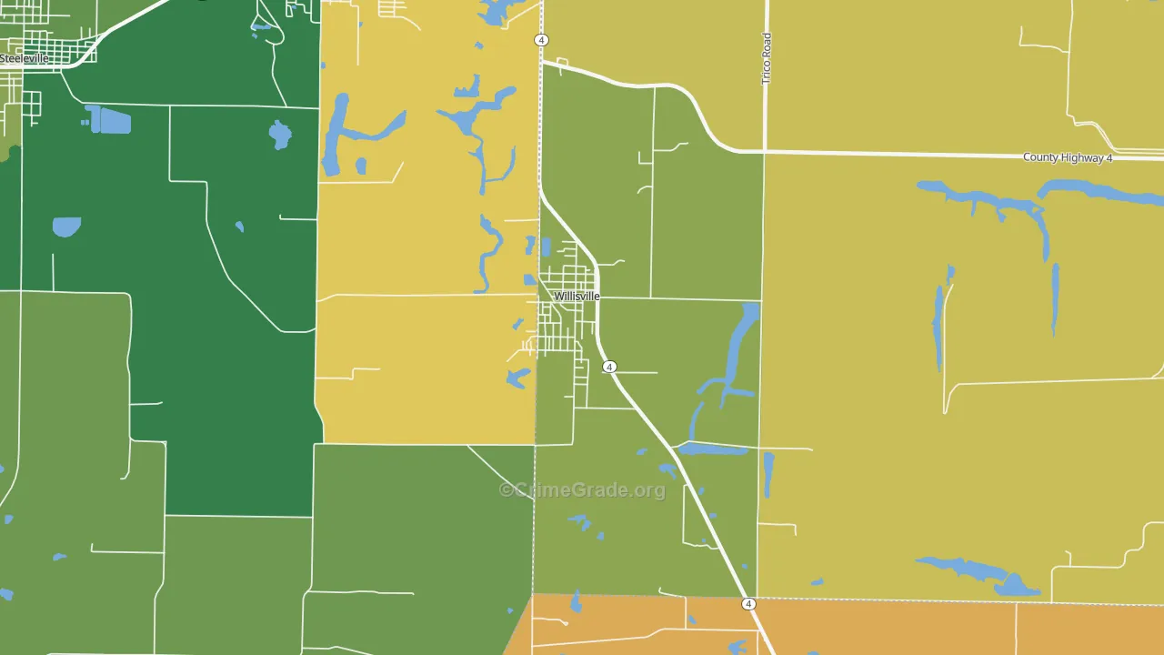 Willisville, IL Map of Vandalism Rates