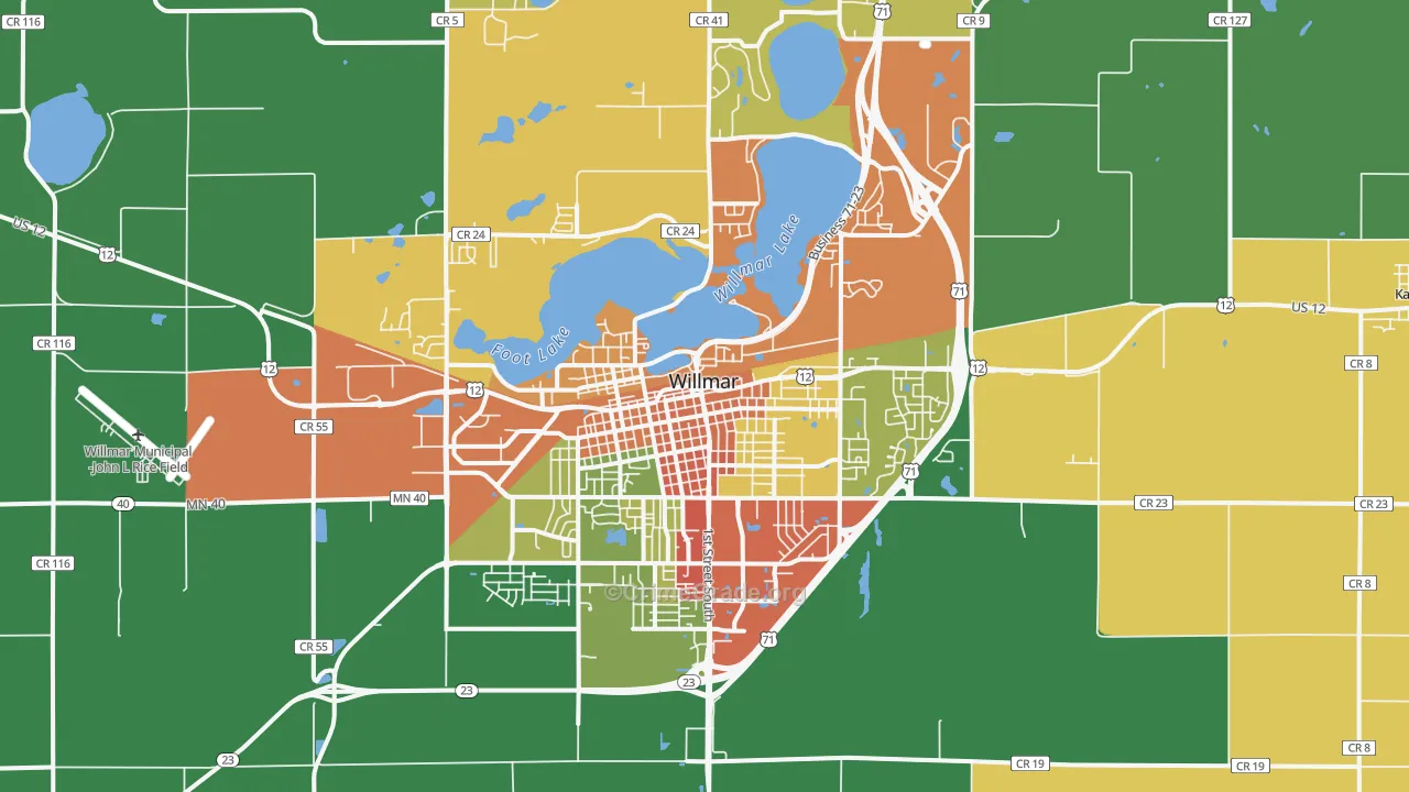 Willmar, MN Map of Vandalism Rates