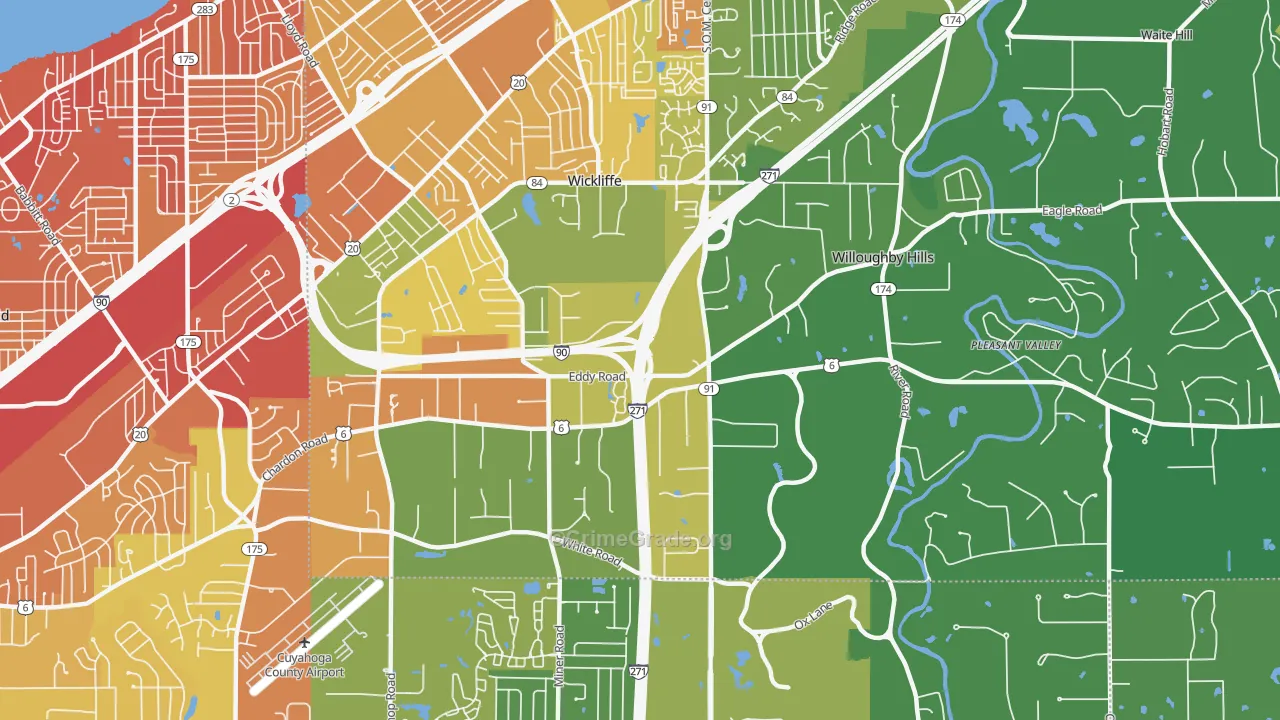 Willoughby Hills, OH Map of Vandalism Rates