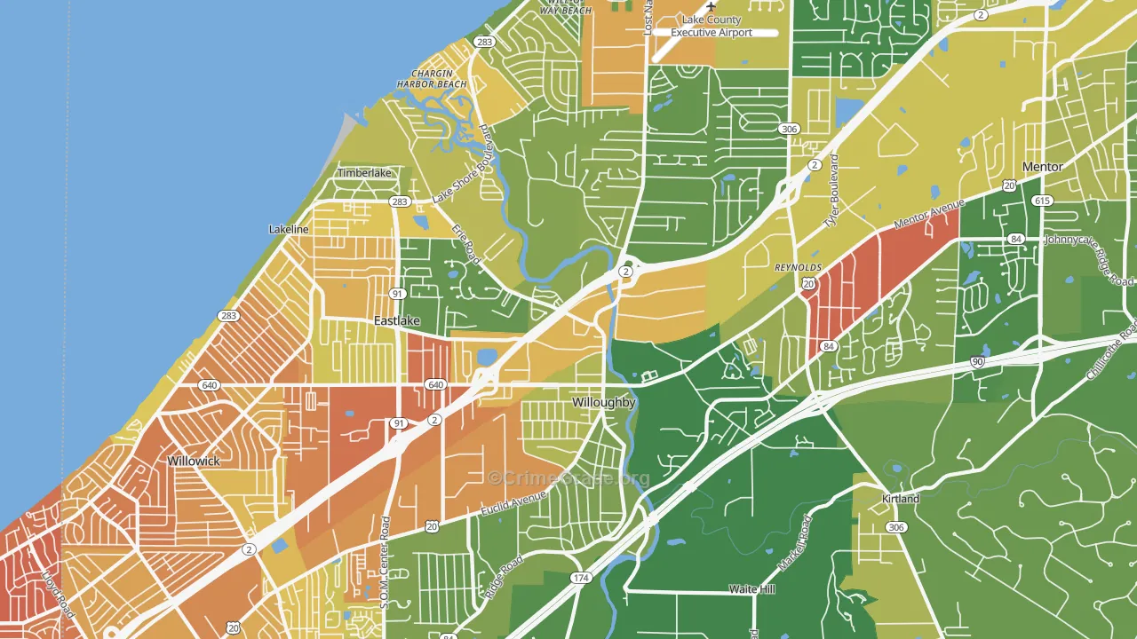 Willoughby, OH Map of Vandalism Rates
