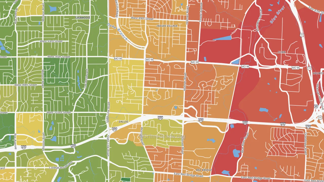 Willow Creek, Kansas City, MO Map of Vandalism Rates