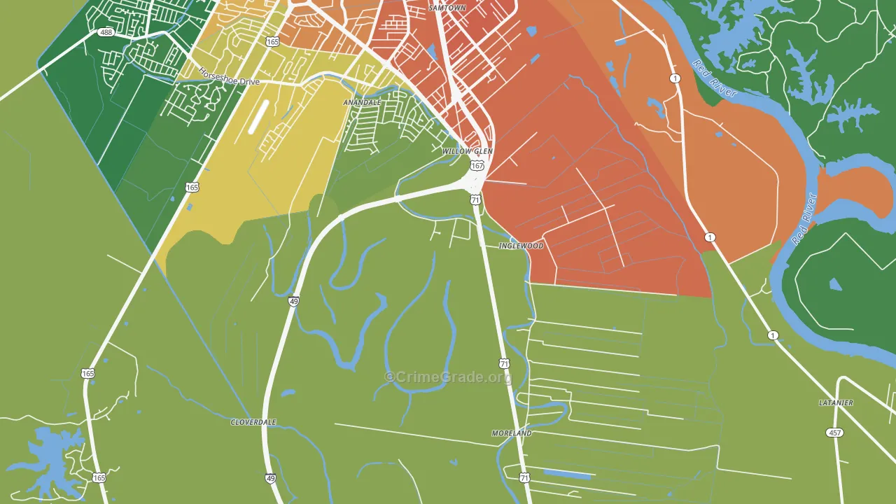 Willow Glen, LA Map of Vandalism Rates