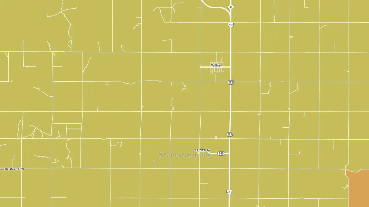 Willow, OK Map of Vandalism Rates