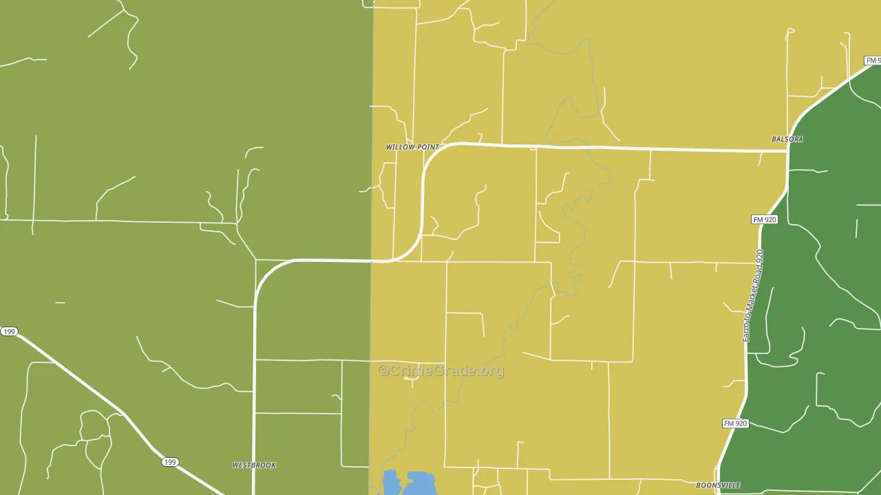 Willow Point, TX Map of Vandalism Rates
