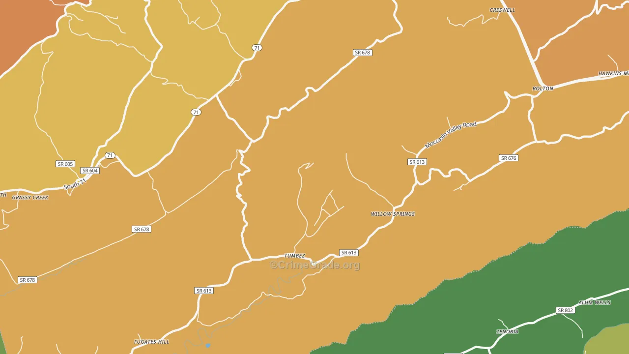 Willow Spring, VA Map of Vandalism Rates