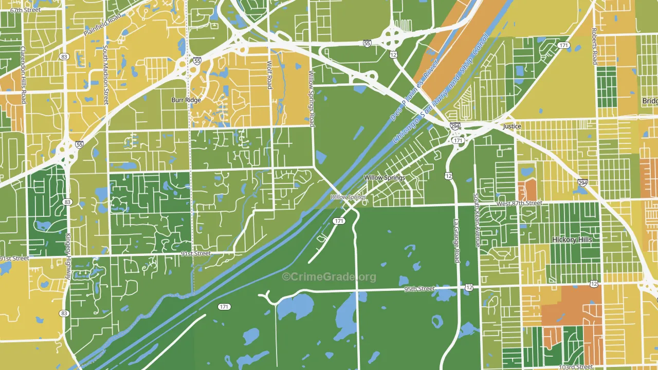 Willow Springs, IL Map of Vandalism Rates