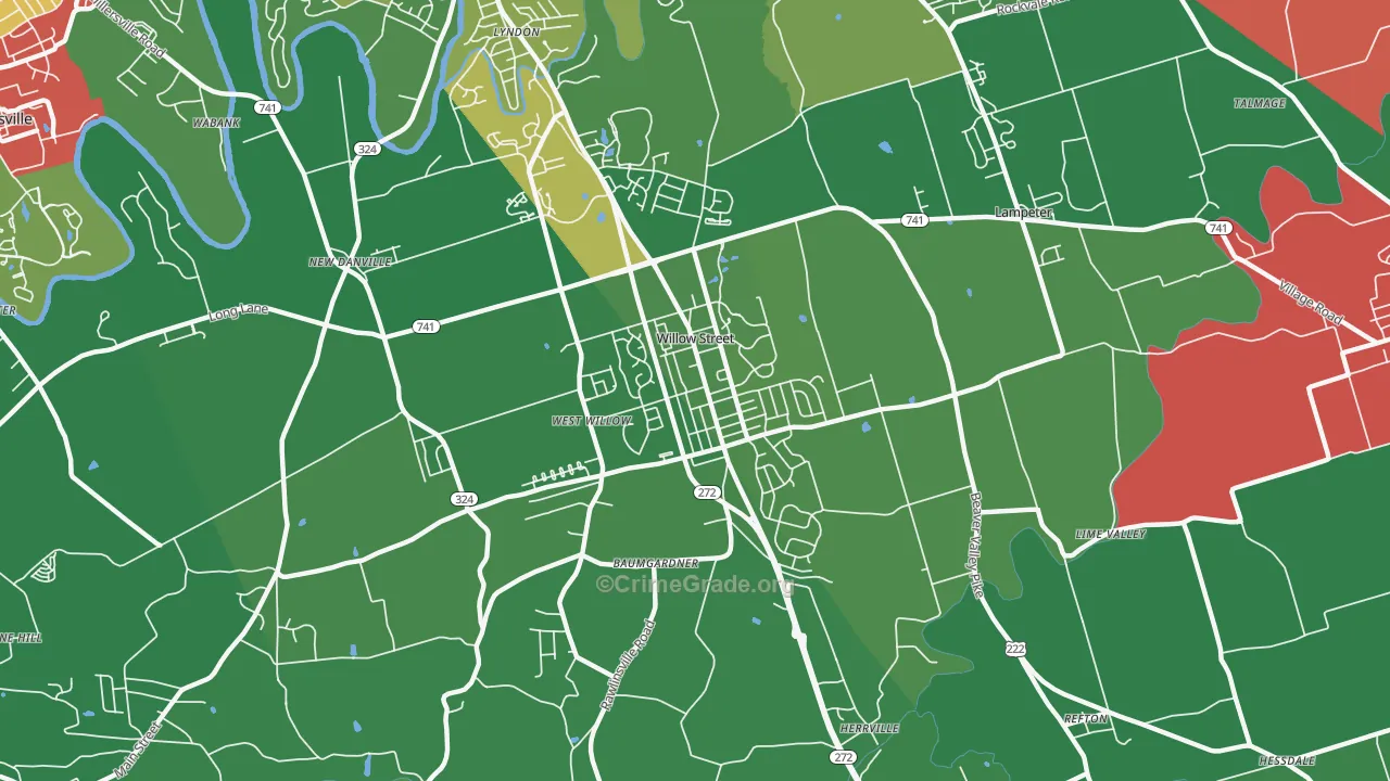 Willow Street, PA Map of Vandalism Rates