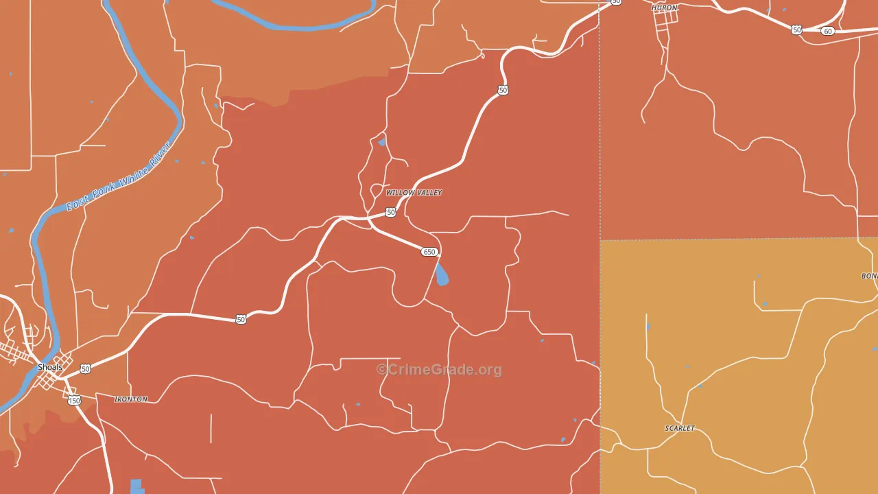 Willow Valley, IN Map of Vandalism Rates