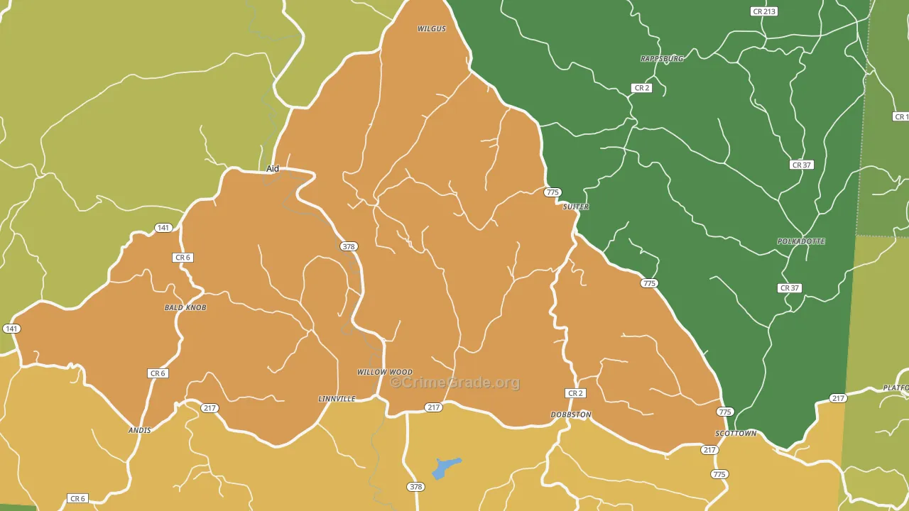 Willow Wood, OH Map of Vandalism Rates