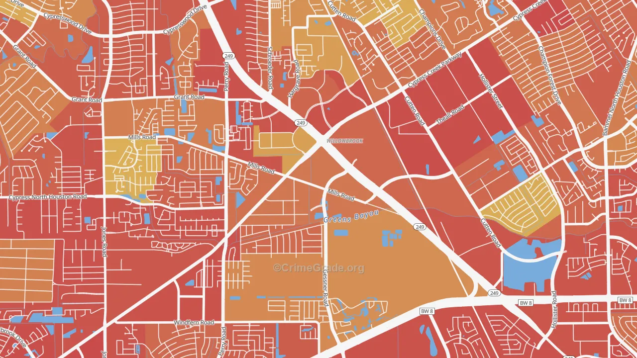 Willowbrook, Houston, TX Map of Vandalism Rates