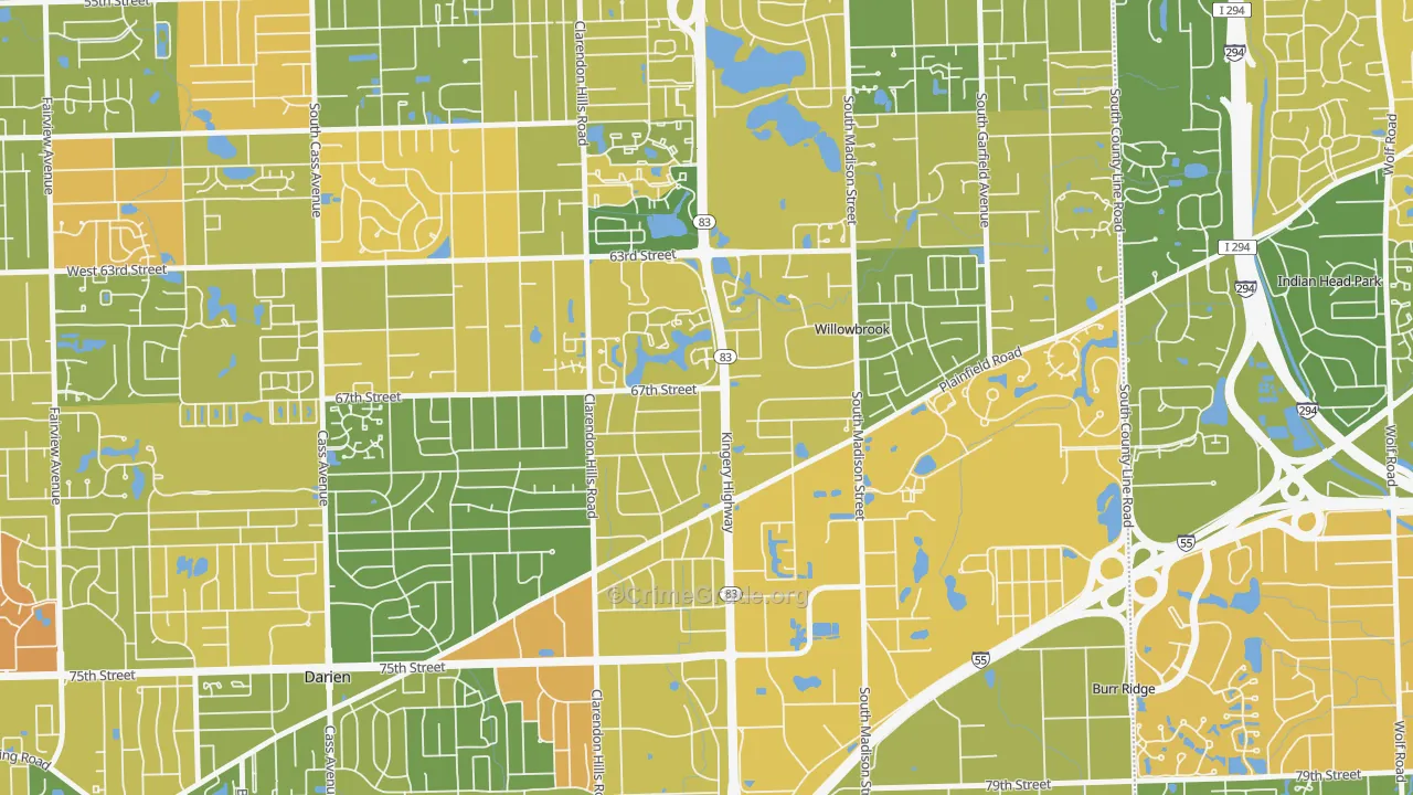 Willowbrook, IL Map of Vandalism Rates