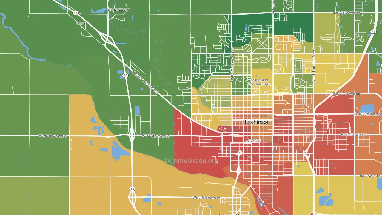 Willowbrook, KS Map of Vandalism Rates