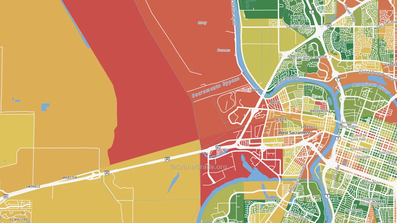 Willowcreek, Sacramento, CA Map of Vandalism Rates
