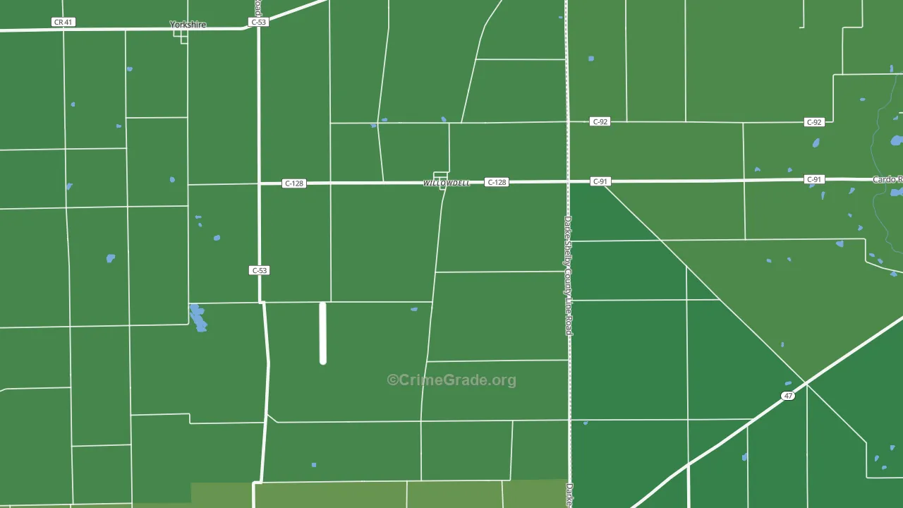 Willowdell, OH Map of Vandalism Rates